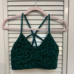 Vitality green velvet cheetah print sports bra (balance athletica)